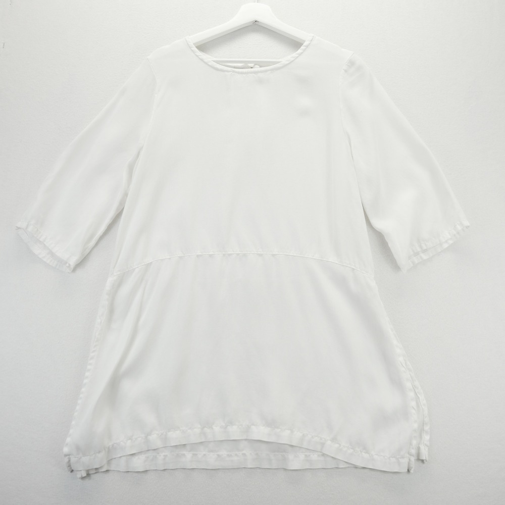 Bryn‎ Walker White Tencel Babydoll Tunic Top 3/4 Sleeve Made in USA Womens Small - Picture 2 of 10
